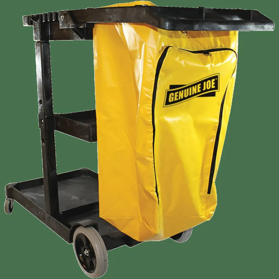 Genuine Joe Workhorse Janitor's Cart, 40"W x 20.50"D x 38"H, Charcoal, Yellow