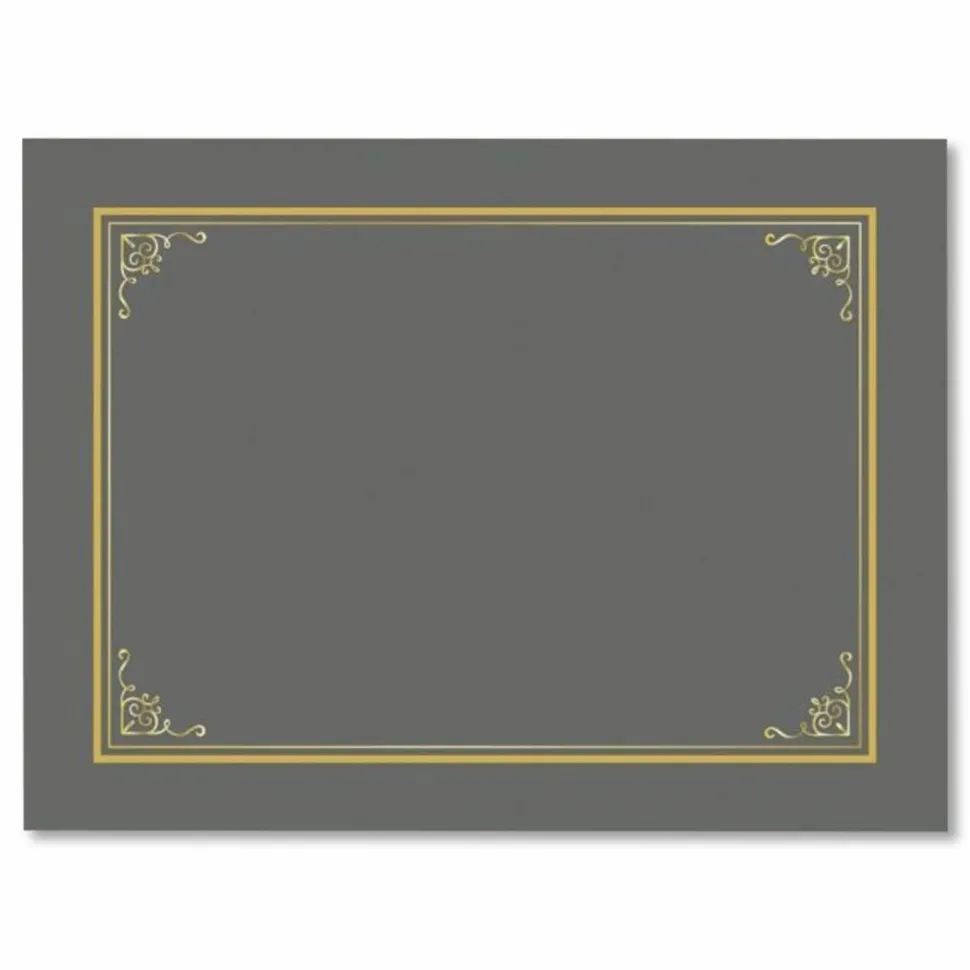 Geographics Award Certificate Gold Design Covers, Letter Size (8 1/2" x 11"), Metallic Gray, Pack Of 6