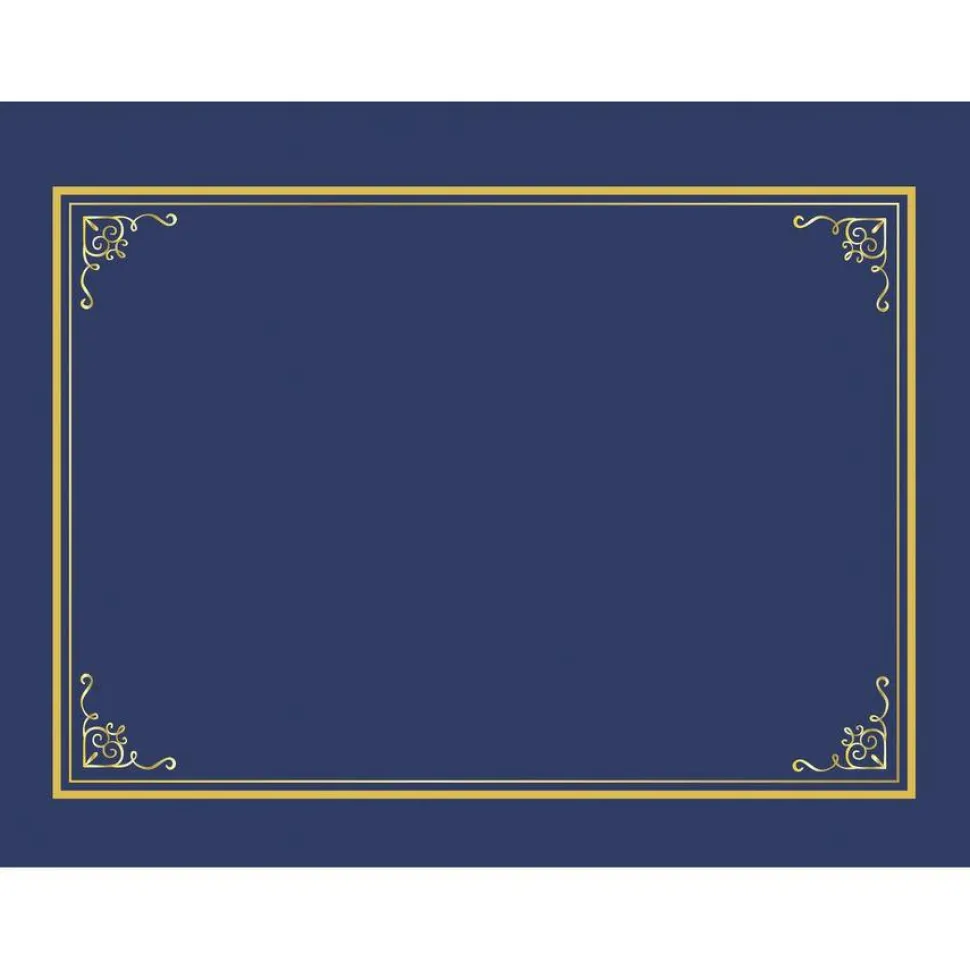Geographics Certificate/Document Cover, 9.75' x 12.5", Navy With Gold Foil, 5/Pack