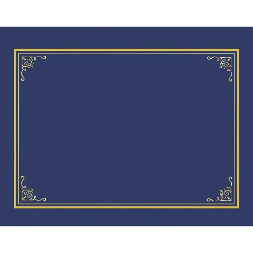 Geographics Certificate/Document Cover, 9.75' x 12.5", Navy With Gold Foil, 5/Pack