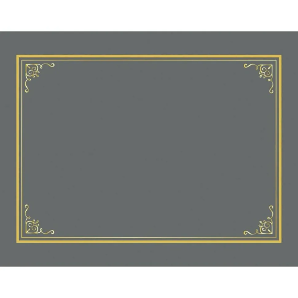 Geographics Certificate/Document Cover, 9.75" x 12.5", Gray With Gold Foil, 5/Pack