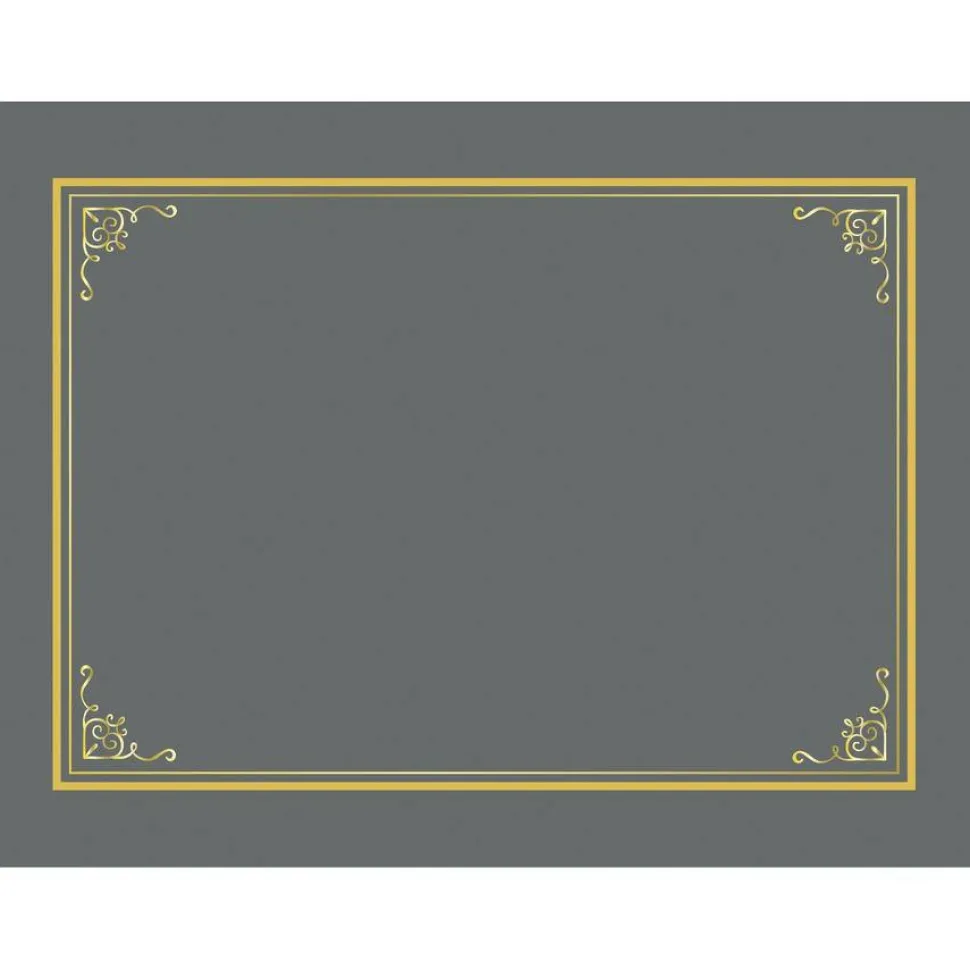 Geographics Certificate/Document Cover, 9.75" x 12.5", Gray With Gold Foil, 5/Pack