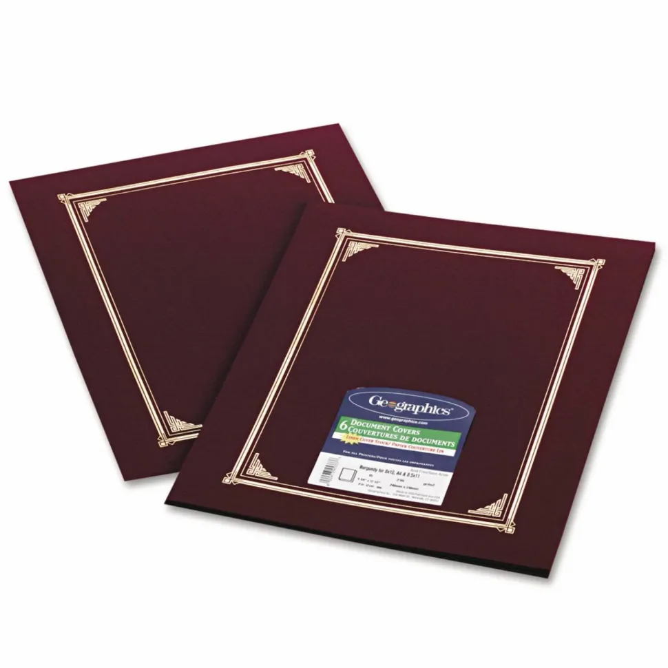 Geographics Document Covers, 9 3/4" x 12 1/2", Burgundy, Pack Of 6