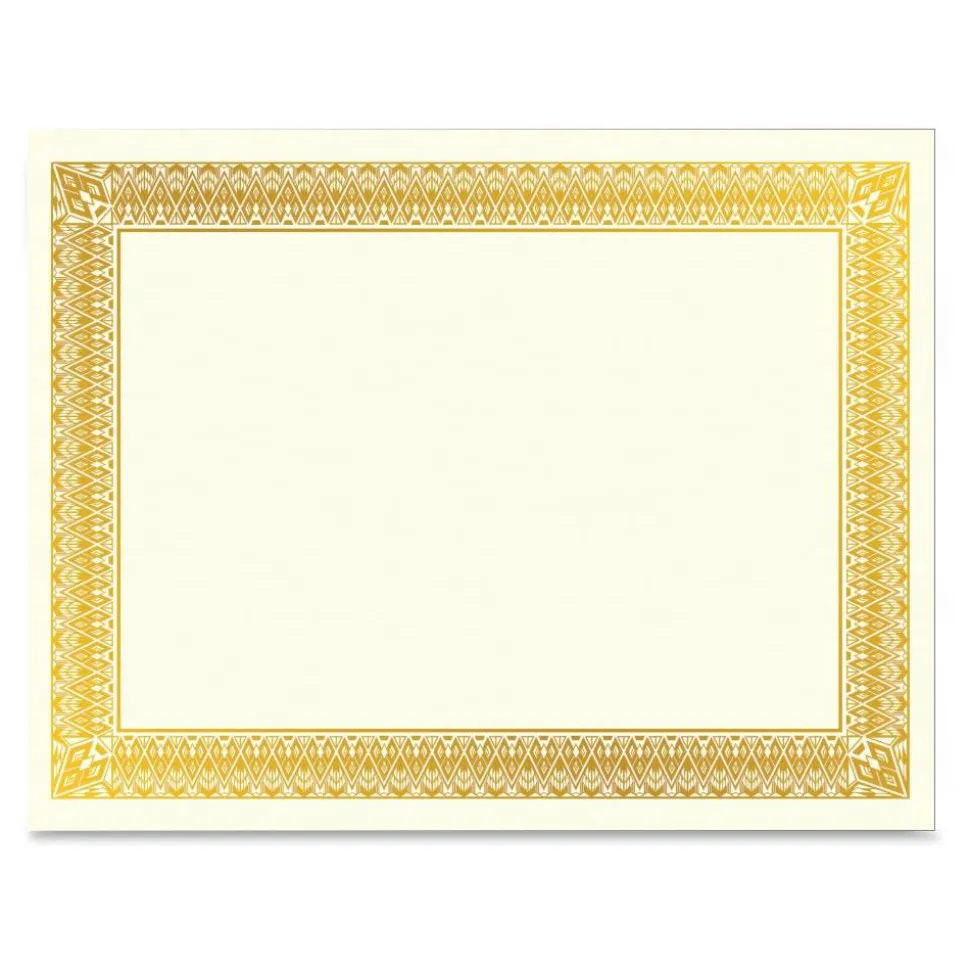 Geographics Foil Certificates, 8-1/2" x 11", Rome Gold, Pack Of 15