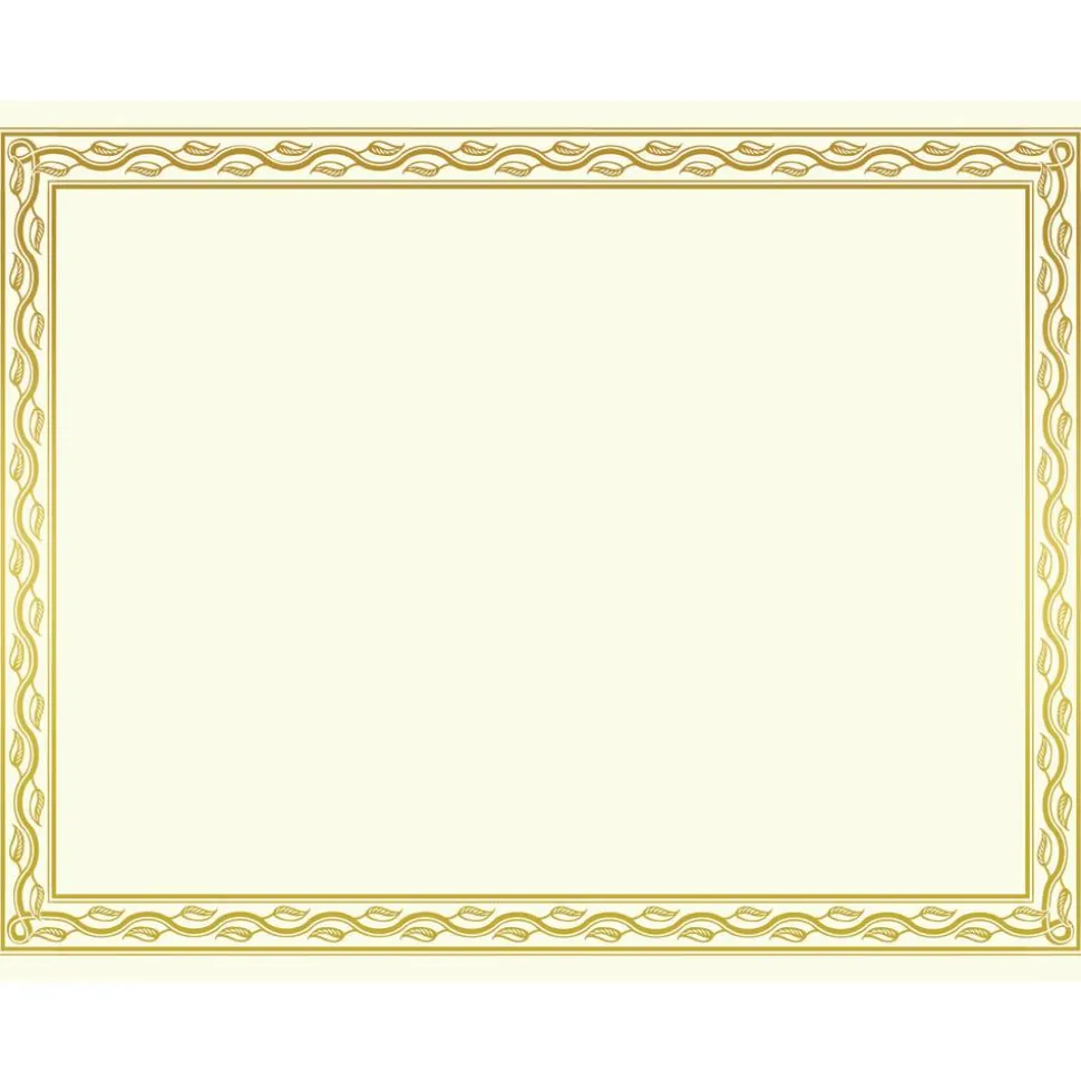 Geographics Foil Stamped Award Certificates, 8.5 x 11, Gold Serpentine with White Border, 12/Pack