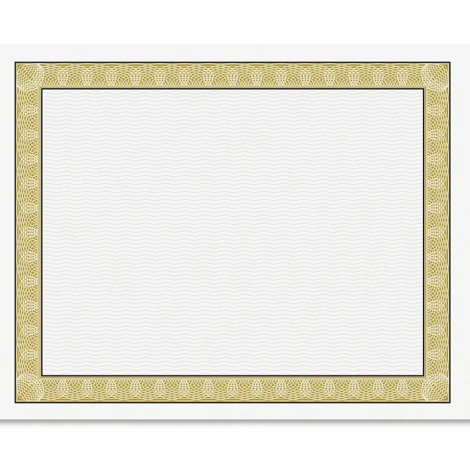 Geographics Natural Diplomat Certificates, 11" x 8-1/2", 24 Lb, Gold/White, Pack Of 50