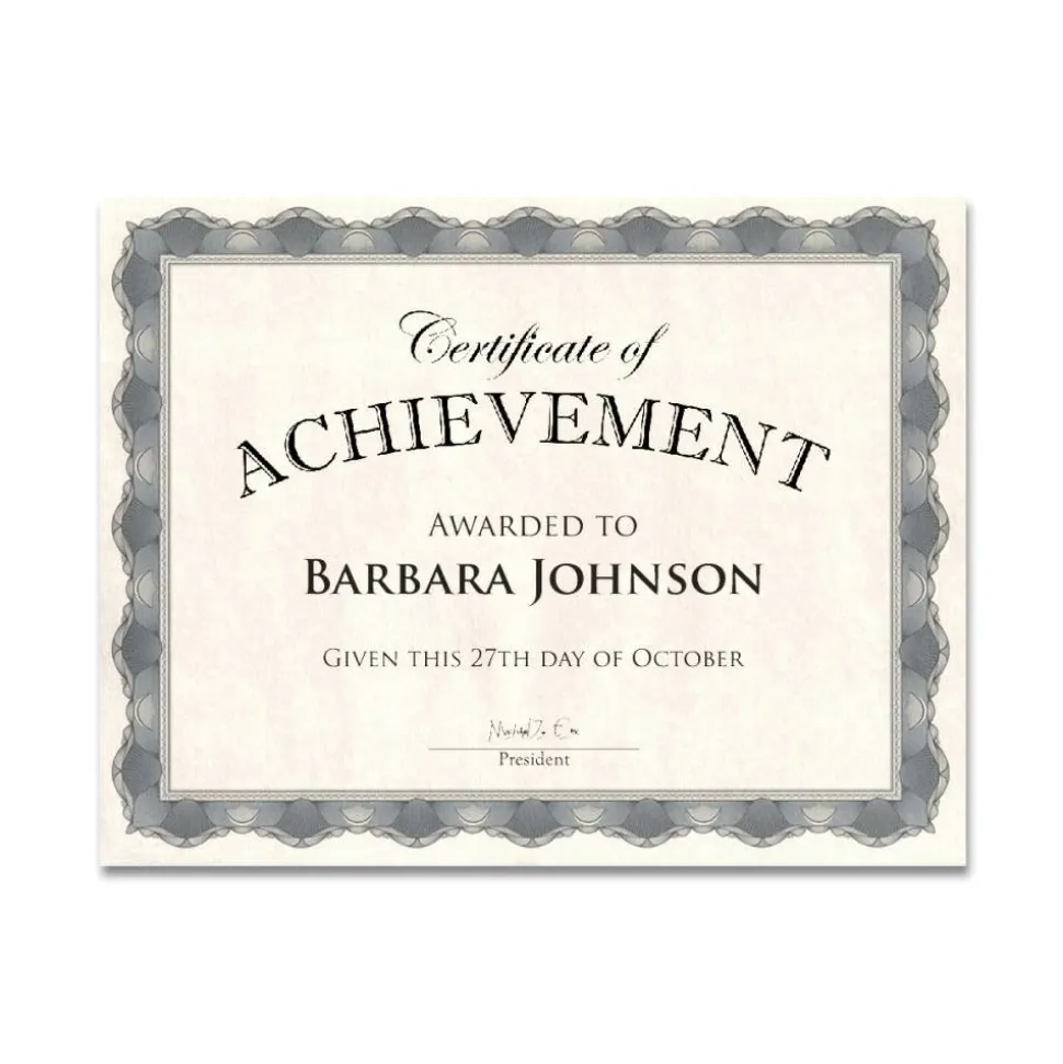 Geographics Parchment Certificates, 8 1/2" x 11", Crown Silver, Pack Of 25