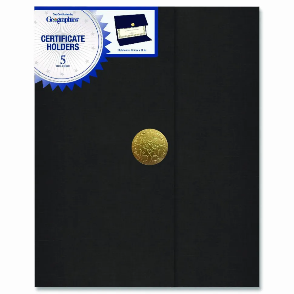 Geographics Recycled Certificate Holder - Black - 30% Recycled - 5 / Pack