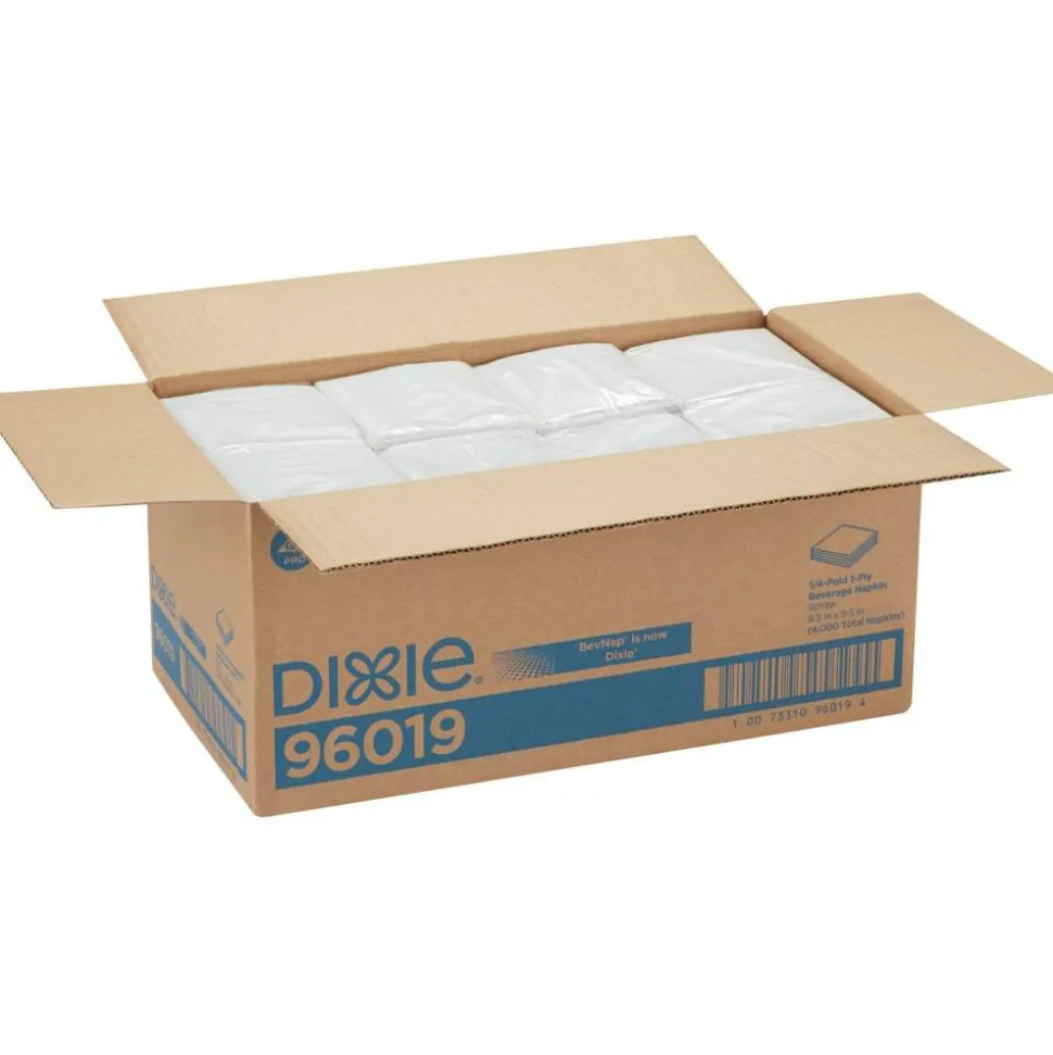 Georgia-Pacific BevNap 1-Ply Beverage Napkins, 9 1/2" x 9 1/2", White, 500 Napkins Per Pack, Carton Of 4000