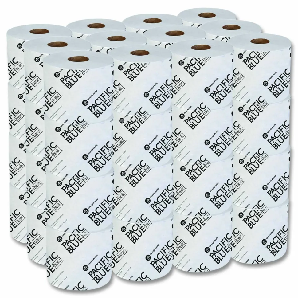 Georgia Pacific Professional Pacific Blue Basic High-Capacity Bathroom Tissue, Septic Safe, 1-Ply, White, 1,500 Sheets/Roll, 48 Rolls/Carton