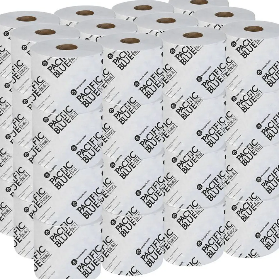 Georgia Pacific Professional Pacific Blue Basic High-Capacity Bathroom Tissue, Septic Safe, 1-Ply, White, 1,500 Sheets/Roll, 48 Rolls/Carton
