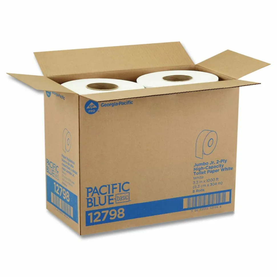 Georgia Pacific Professional envision Jumbo Jr. Bathroom Tissue Roll, Septic Safe, 2-Ply, 3.3" x 1,000 ft, White, 8 Rolls/Carton