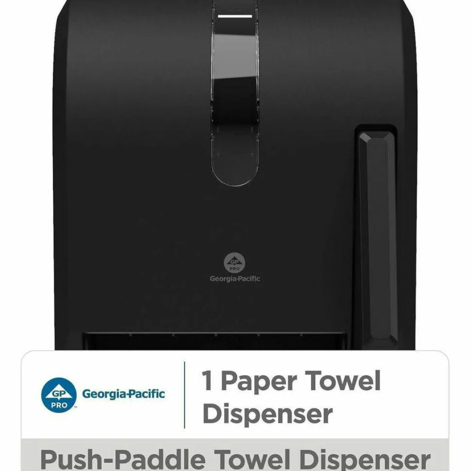 Georgia Pacific Professional Hygienic Push-Paddle Roll Towel Dispenser, 13 x 10 x 14.4, Black