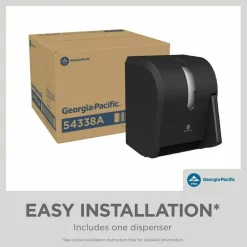 Georgia Pacific Professional Hygienic Push-Paddle Roll Towel Dispenser, 13 x 10 x 14.4, Black