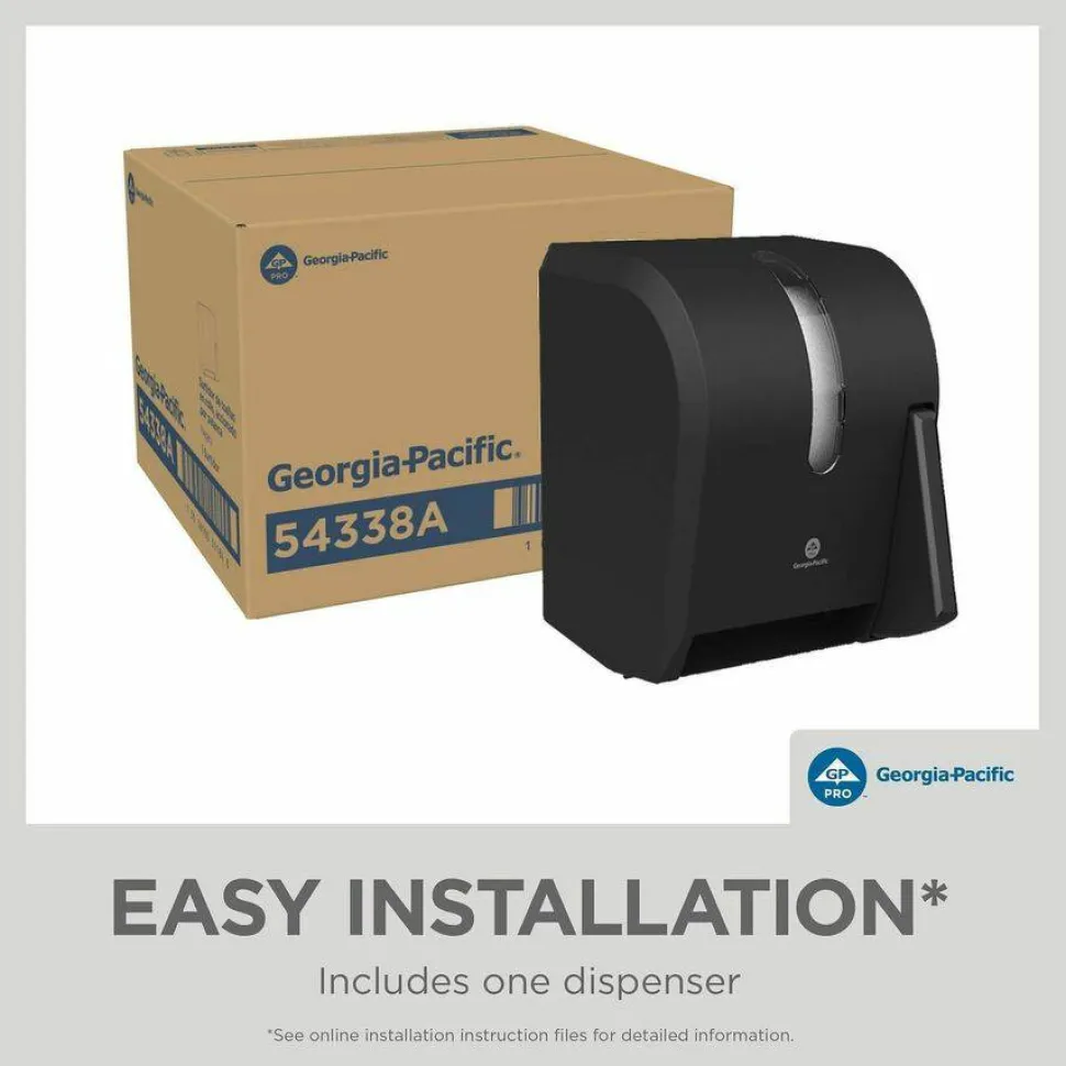 Georgia Pacific Professional Hygienic Push-Paddle Roll Towel Dispenser, 13 x 10 x 14.4, Black