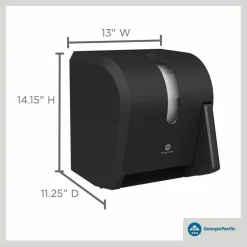 Georgia Pacific Professional Hygienic Push-Paddle Roll Towel Dispenser, 13 x 10 x 14.4, Black