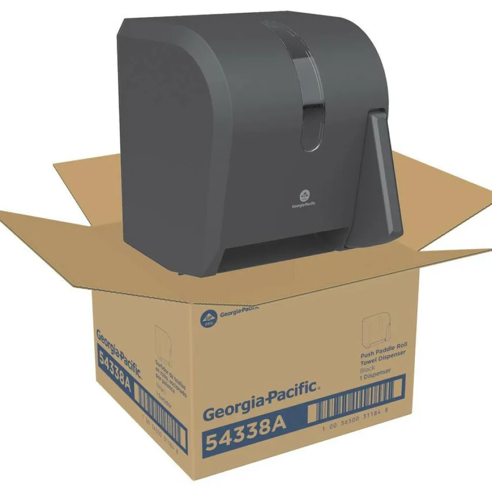 Georgia Pacific Professional Hygienic Push-Paddle Roll Towel Dispenser, 13 x 10 x 14.4, Black
