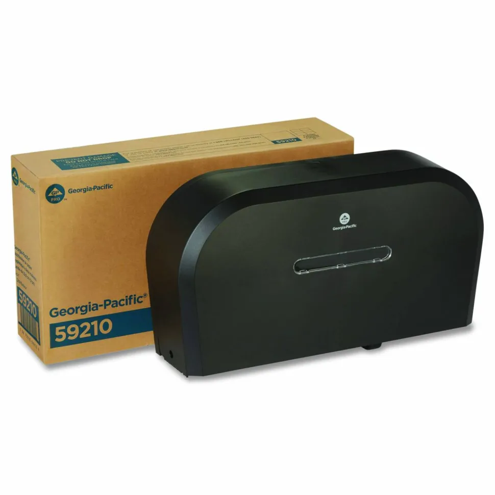 Georgia Pacific Professional Jumbo Jr. Bathroom Tissue Dispenser, Double Roll, 22.1 x 4.8 x 12.1, Black