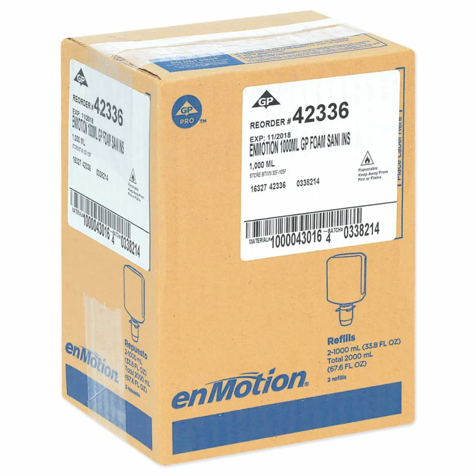 Georgia Pacific Professional GP enMotion High-Frequency-Use Foam Sanitizer Dispenser Refill, 1,000 mL, Fragrance-Free, 2/Carton