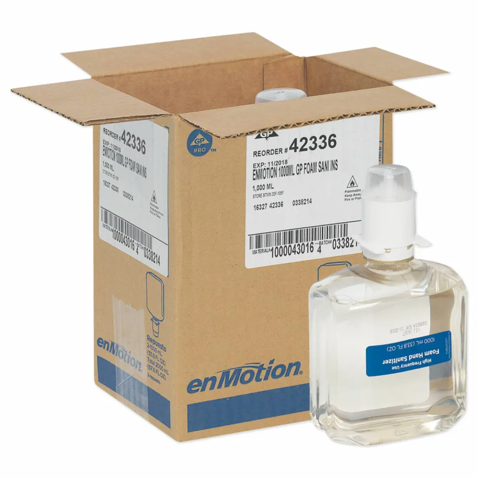 Georgia Pacific Professional GP enMotion High-Frequency-Use Foam Sanitizer Dispenser Refill, 1,000 mL, Fragrance-Free, 2/Carton