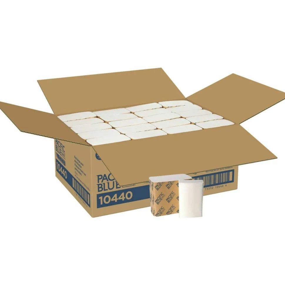 Georgia-Pacific Safe-T-Gard Interfolded Tissue, 4" x 10", White, 200 Sheets Per Pack, Case Of 40 Packs