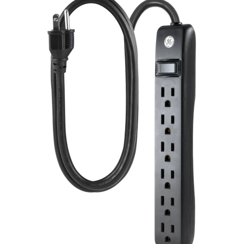 GE 6-Outlet Power Strip, 6' Cord, Black