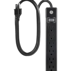 GE 6-Outlet Power Strip, 6' Cord, Black