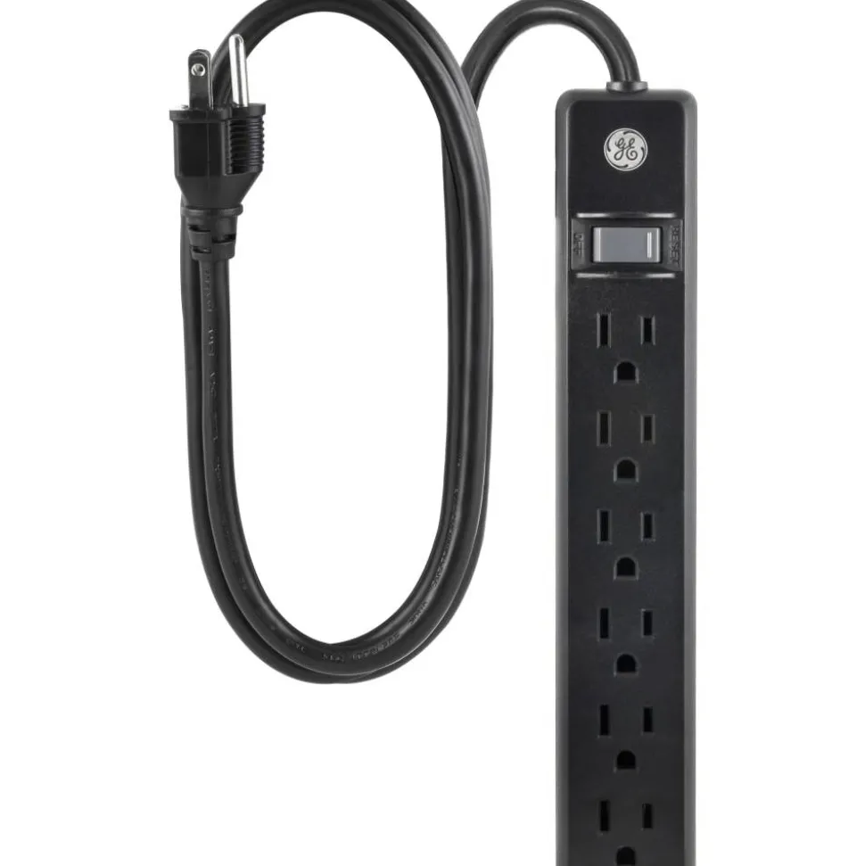 GE 6-Outlet Power Strip, 6' Cord, Black