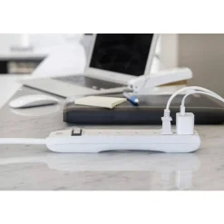 GE 6 Outlet Power Strip 2 Pack, 1'6