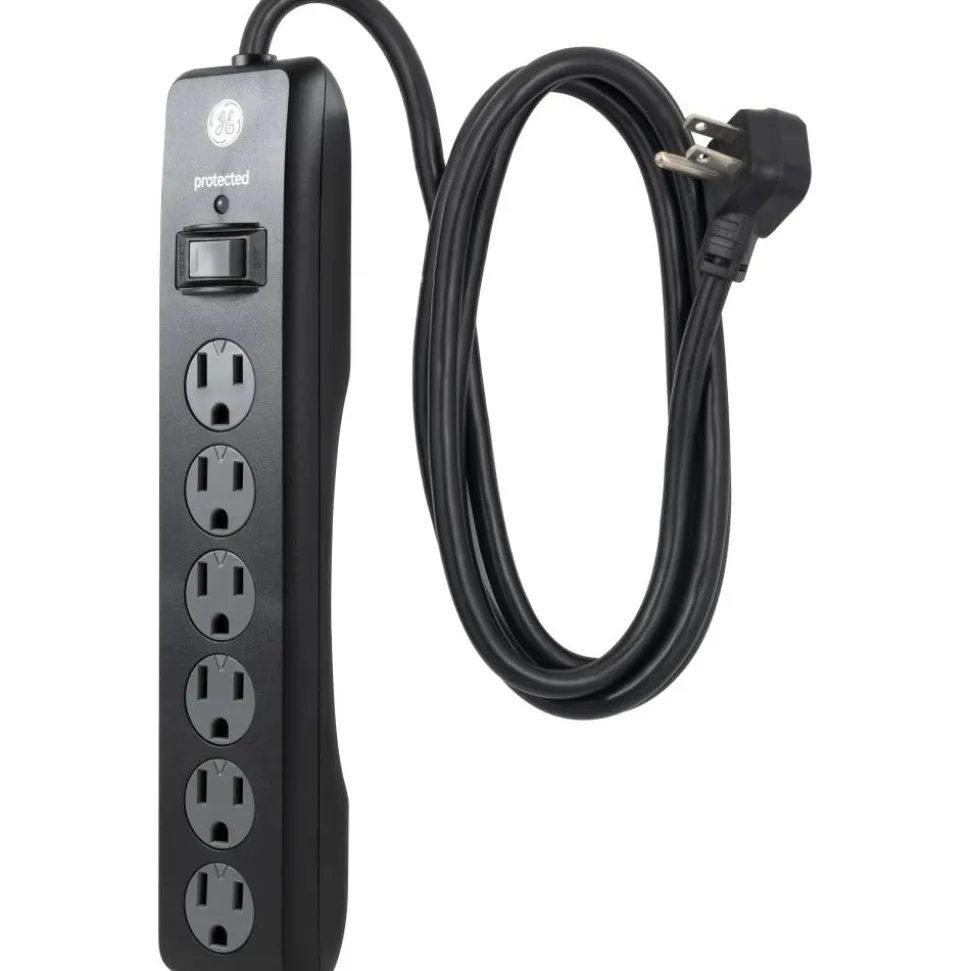 GE 6-Outlet Surge Protector, 6' Cord, Black