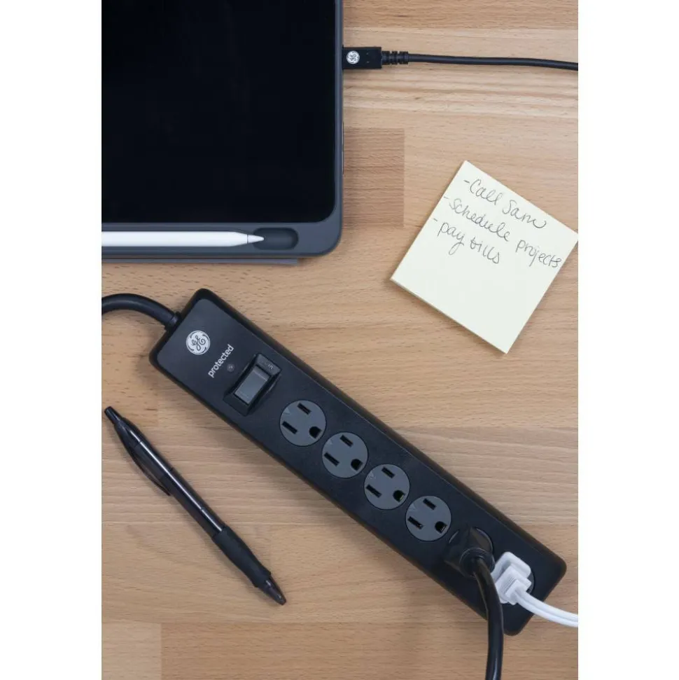 GE 6-Outlet Surge Protector, 6' Cord, Black
