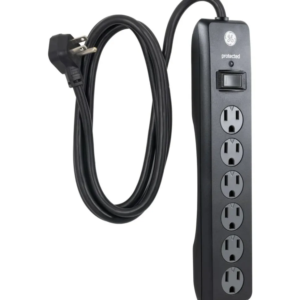 GE 6-Outlet Surge Protector, 6' Cord, Black