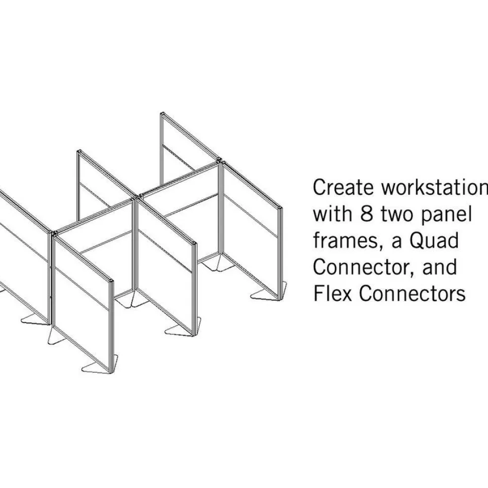 Ghent Floor Partition with Aluminum Frame and 2 Split Panel Infill, 48.06 x 2.04 x 53.86, White/Carmel