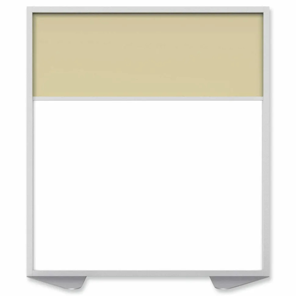 Ghent Floor Partition with Aluminum Frame and 2 Split Panel Infill, 48.06 x 2.04 x 53.86, White/Carmel