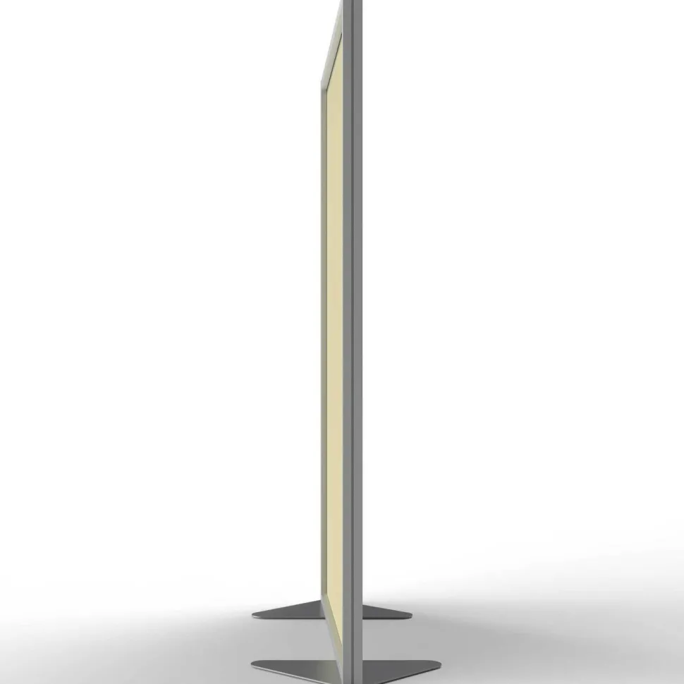 Ghent Floor Partition with Aluminum Frame and 2 Split Panel Infill, 48.06 x 2.04 x 71.86, White/Carmel