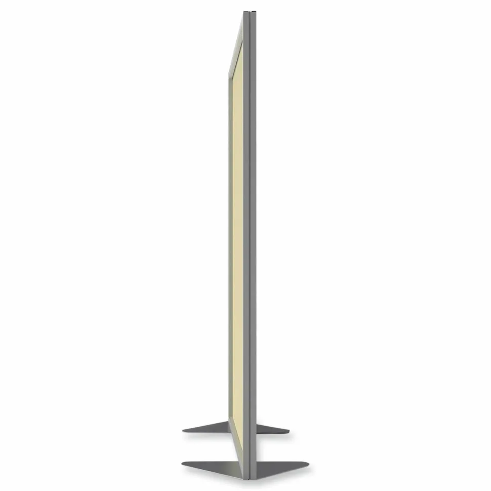 Ghent Floor Partition with Aluminum Frame and 2 Split Panel Infill, 48.06 x 2.04 x 71.86, White/Carmel
