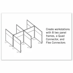 Ghent Floor Partition with Aluminum Frame and 2 Split Panel Infill, 48.06 x 2.04 x 71.86, White/Carmel
