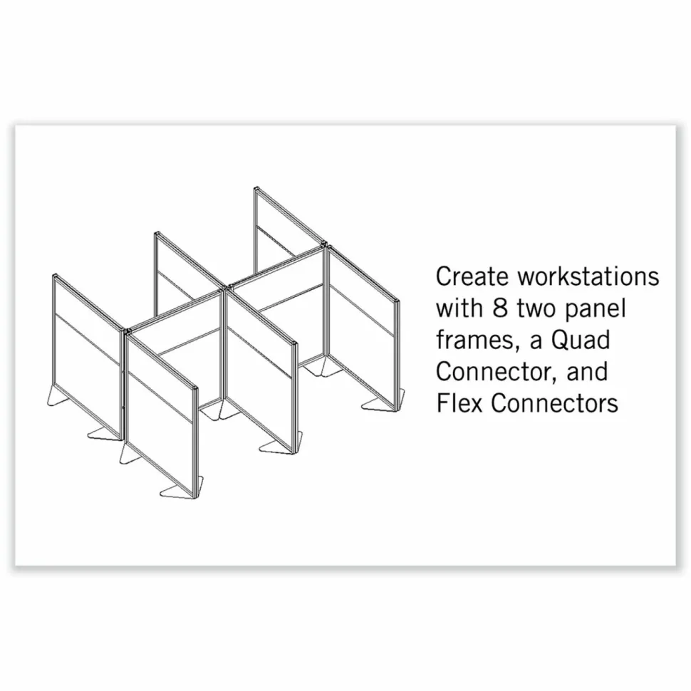 Ghent Floor Partition with Aluminum Frame and 2 Split Panel Infill, 48.06 x 2.04 x 71.86, White/Carmel