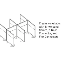 Ghent Floor Partition with Aluminum Frame and 2 Split Panel Infill, 48.06 x 2.04 x 71.86, White/Carmel