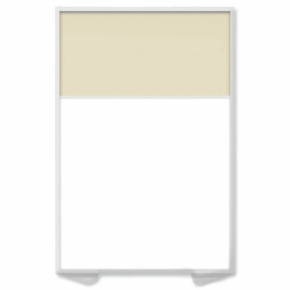 Ghent Floor Partition with Aluminum Frame and 2 Split Panel Infill, 48.06 x 2.04 x 71.86, White/Carmel