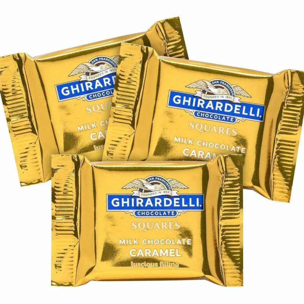 Ghirardelli Milk Chocolate and Caramel Chocolate Squares, 9.04 oz Bags, 2 Bags/Pack