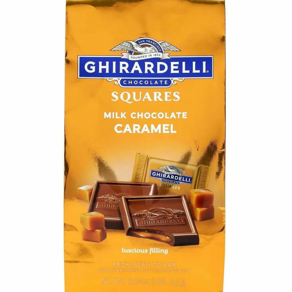 Ghirardelli Milk Chocolate and Caramel Chocolate Squares, 9.04 oz Bags, 2 Bags/Pack