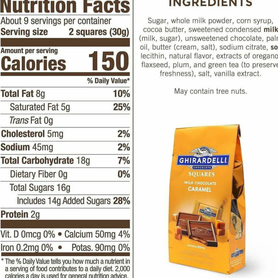 Ghirardelli Milk Chocolate and Caramel Chocolate Squares, 9.04 oz Bags, 2 Bags/Pack