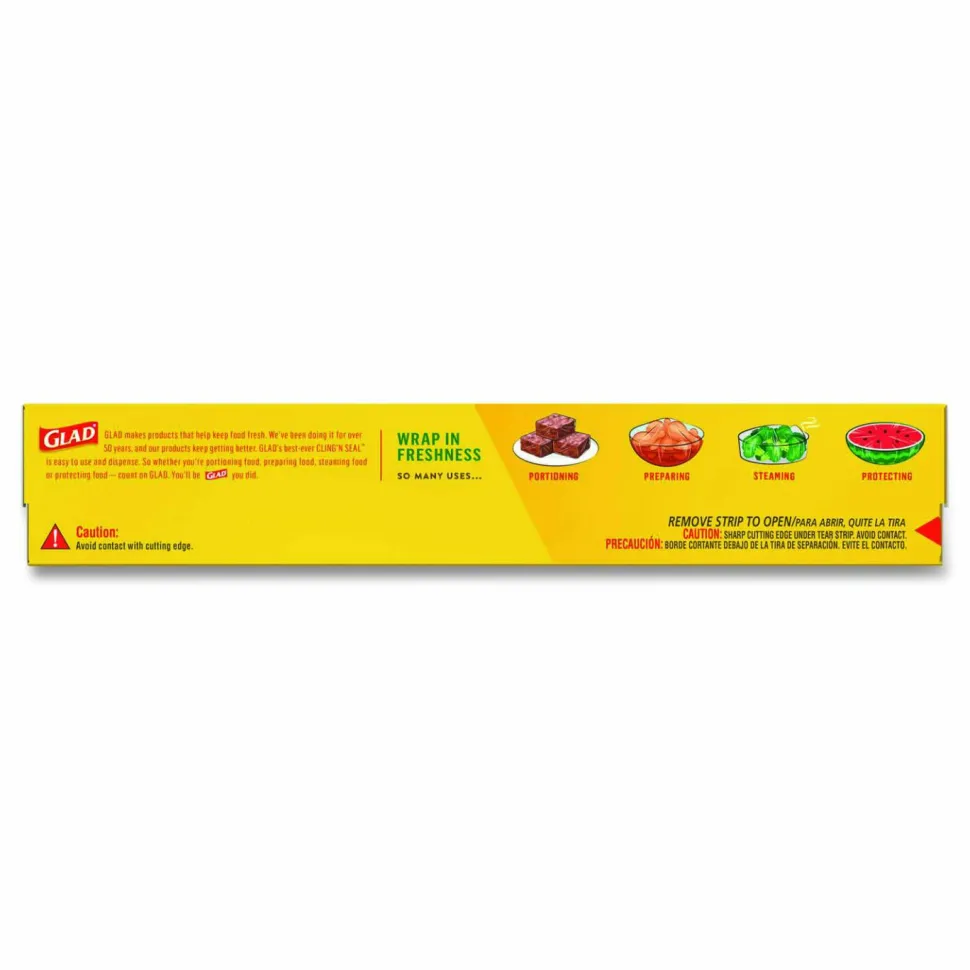 Glad Cling'N Seal Plastic Food Wrap, 200 sq ft, 12 Rolls/Carton