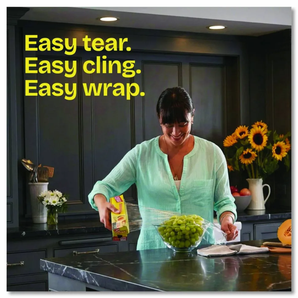 Glad Cling'N Seal Plastic Food Wrap, 200 sq ft, 12 Rolls/Carton