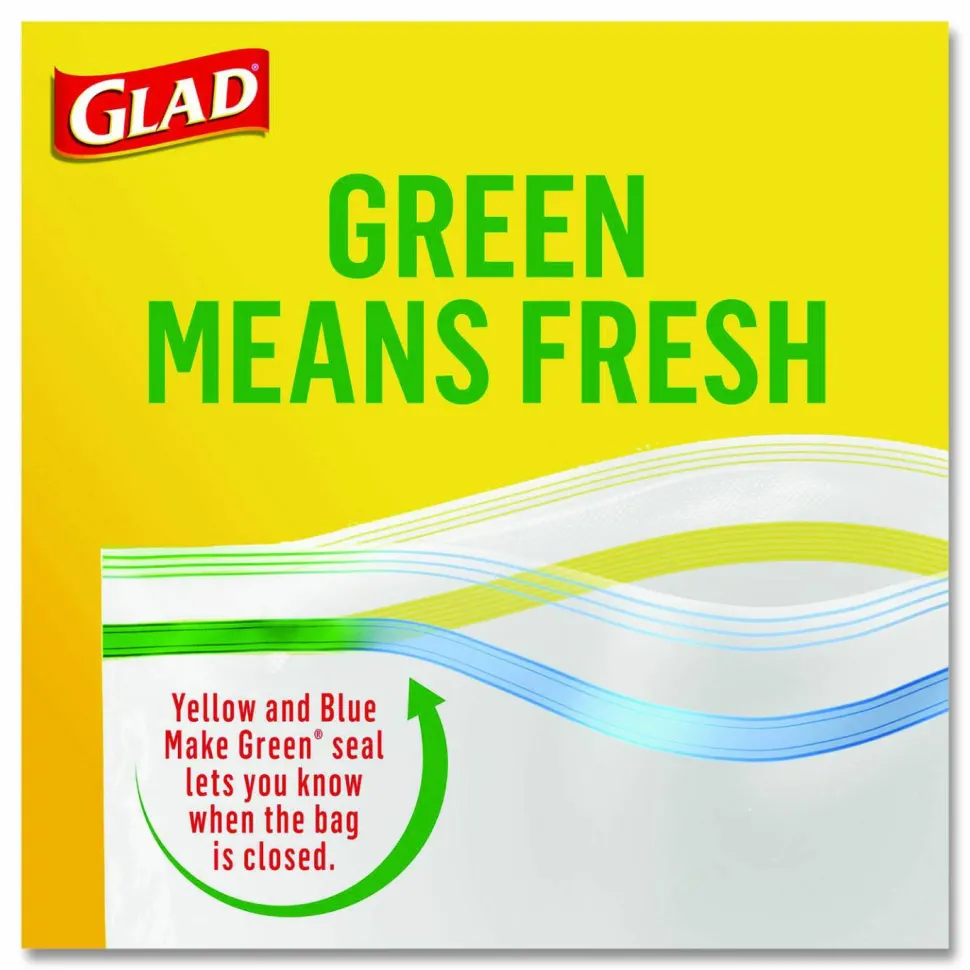 Glad Zipper Food Storage Plastic Bags, Gallon Size, 10.75 x 10.19, Clear, 20 Bags/Box, 12 Boxes/Carton