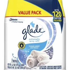 Glade Automatic Spray Refills, Clean Linen Scent, 12.4 fl oz, Pack Of 2 Refills