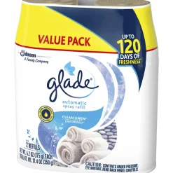 Glade Automatic Spray Refills, Clean Linen Scent, 12.4 fl oz, Pack Of 2 Refills