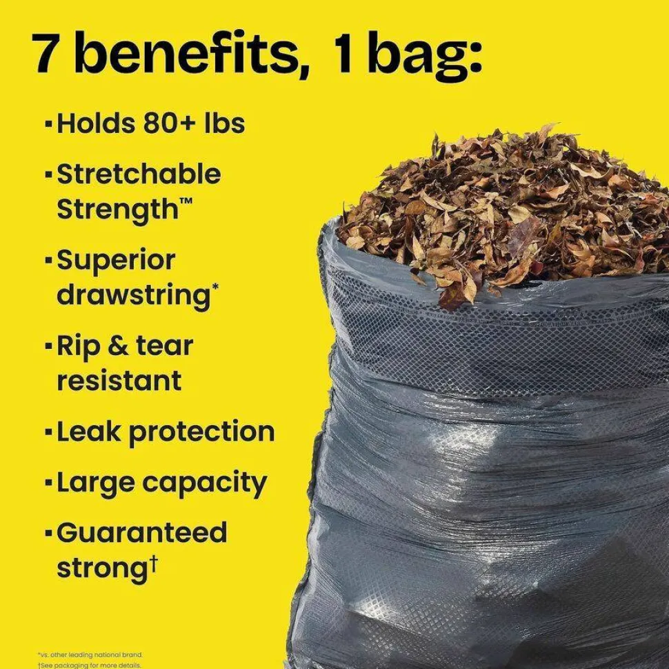 Glad ForceFlexPlus Drawstring Large Trash Bags, Large Size, 30 gal, 0.90 mil (23 Micron) Thickness, 50 Count - 78997