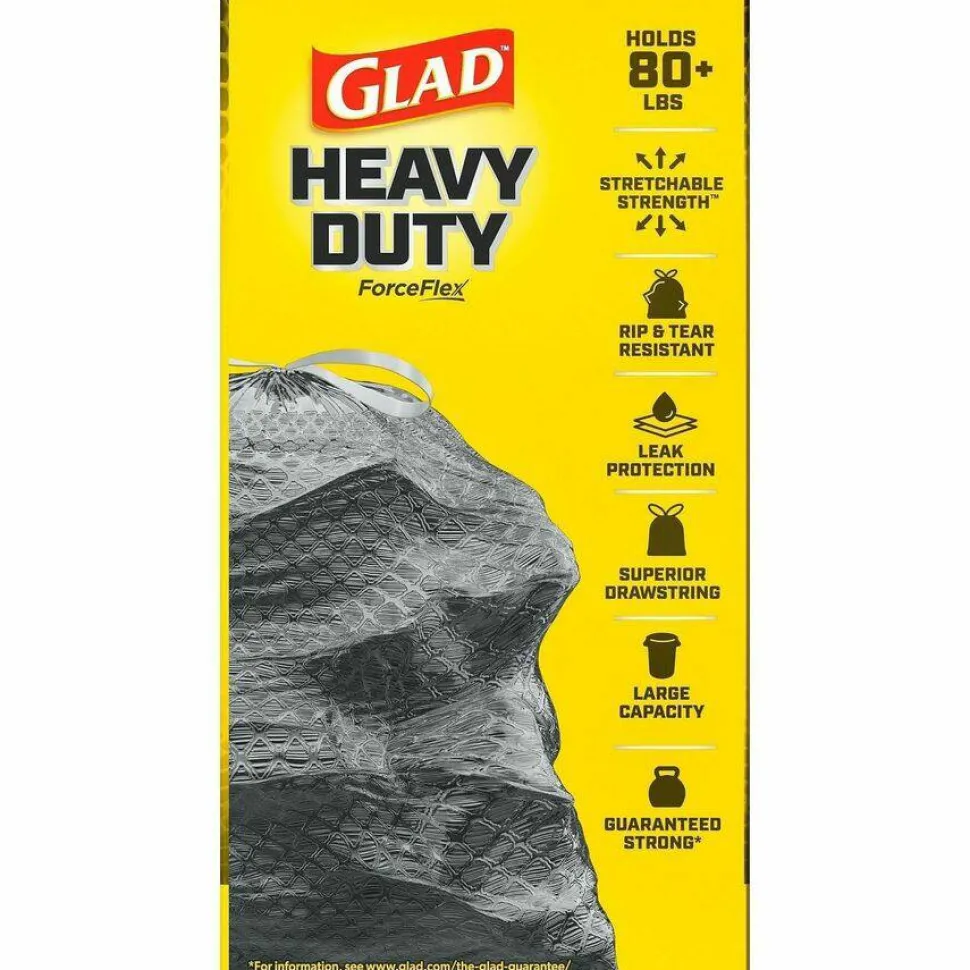 Glad ForceFlexPlus Drawstring Large Trash Bags, Large Size, 30 gal, 0.90 mil (23 Micron) Thickness, 50 Count - 78997